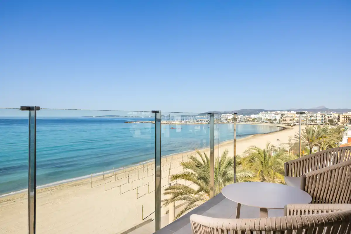 Terrace of the front sea view room at Hotel Eden Palma Playa