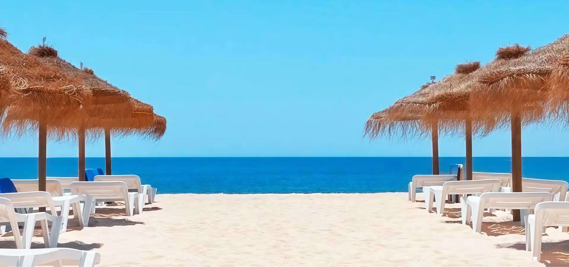 umbrellas and sun loungers on the beach